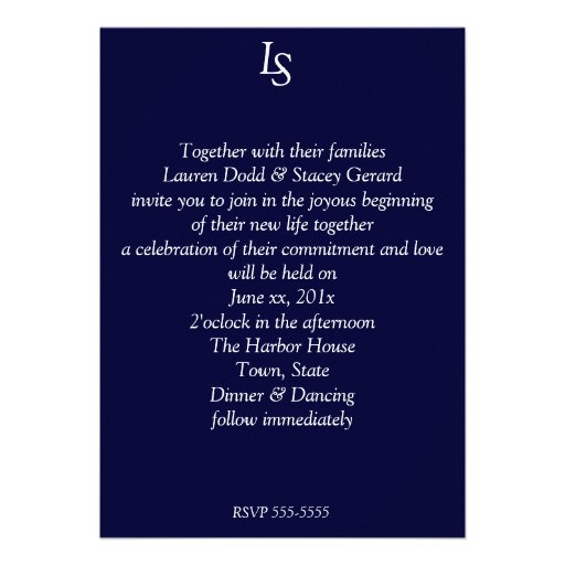 Blue and White Gay/Lesbian Wedding Invitation