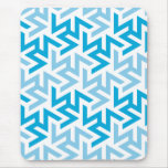 Blue and White Geometric Pattern Mouse Pads