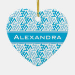 Blue and White Geometric Pattern Christmas Tree Ornament
