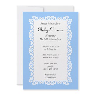 Blue and White Gingerbread Baby Shower Invitation invitation