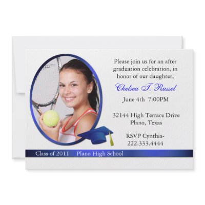 Blue and White Graduation Photo party invitation by DizzyDebbie