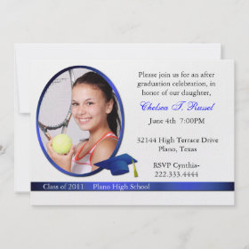 Blue and White Graduation Photo party invitation