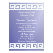 Blue and White Greek Key Personalized Invites