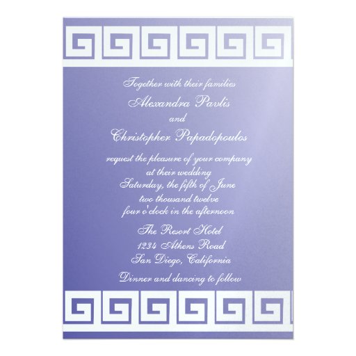 Blue and White Greek Key Personalized Invites