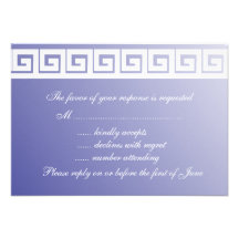 Blue and White Greek Key  RSVP Cards Custom Invite