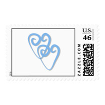Blue and White Hearts Entwined Wedding Stamp stamps
