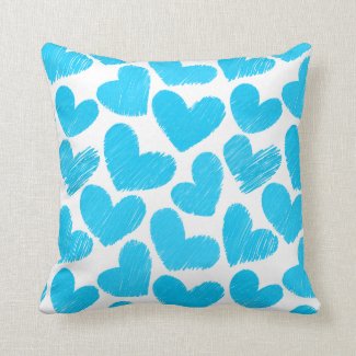 Blue and white Hearts Pillow