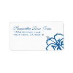 Blue and White Hibiscus Flowers Custom Address Custom Address Label