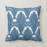 Blue and White IKAT Damask Moroccan Pattern Art Throw Pillow