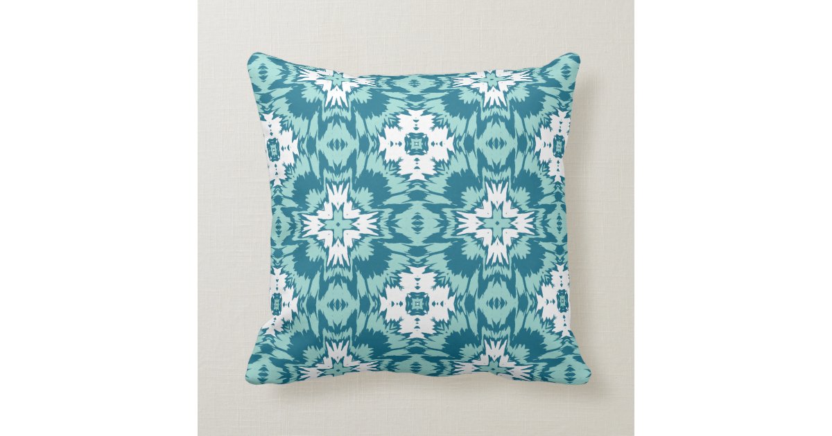 Blue and White Ikat Pattern Pillows Zazzle