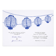 Blue and White Lanterns Wedding Invitation