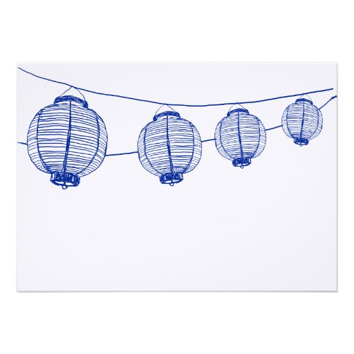 Blue and White Lanterns Wedding Invitation