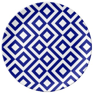 Blue and White Meander Porcelain Plates