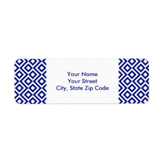 Blue and White Meander return address label