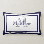 Blue and White Monogram Name Keepsake Pillow pillows