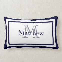 Blue and White Monogram Name Keepsake Pillow