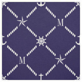 Blue and White Nautical Monogram Fabric
