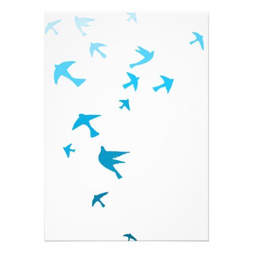 Blue and White Ombre Doves Wedding Invitations