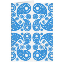 Blue and White Paisley Pattern. Greeting Card