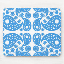 Blue and White Paisley Pattern. Mousepads
