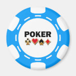 BLUE AND WHITE POKER CHIP FRIDGE MAGNETS