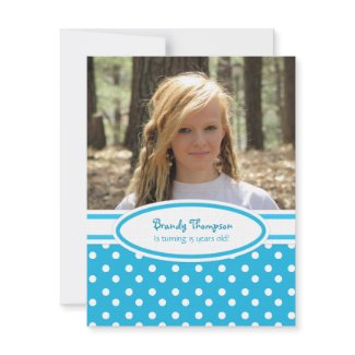 Blue and White Polka Dot Party Invitation invitation