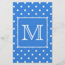 Blue and White Polka Dot Pattern Monogram. Custom. Flyer