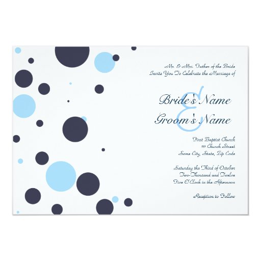 Blue And White Polka Dot Wedding Invitation Zazzle