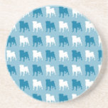 Blue and White Pugs Drink Coasters