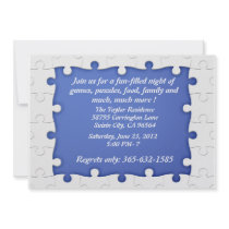 Blue and white Puzzle Frame Invitations
