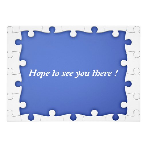 Blue and white Puzzle Frame Invitations