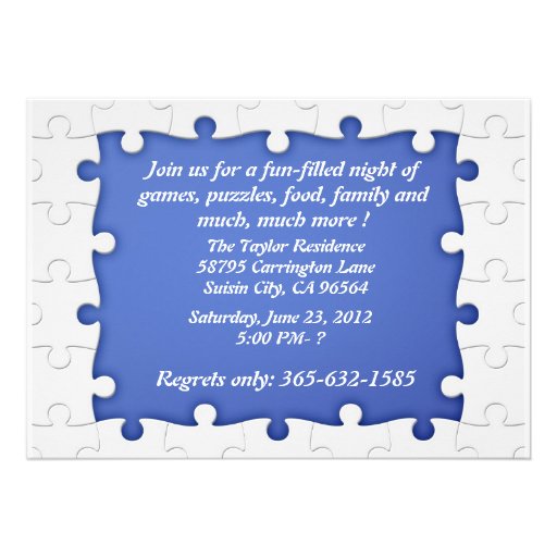 Blue and white Puzzle Frame Invitations