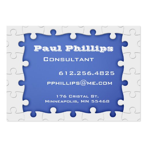 Blue and white Puzzle Piece Business Cards