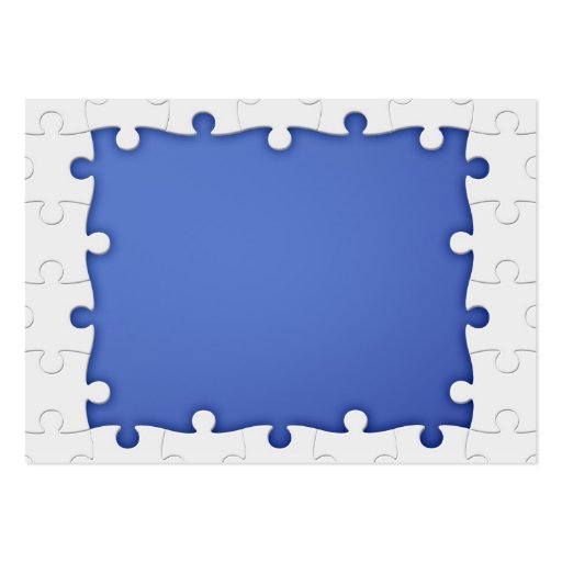 Blue and white Puzzle Piece Business Cards (back side)