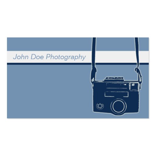 Blue and White Retro Film Camera Business Card (front side)