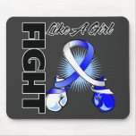 Blue and White Ribbon Fight Like A Girl mousepads