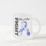 Blue and White Ribbon Fight Like A Girl mugs