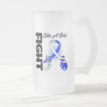 Blue and White Ribbon Fight Like A Girl mugs