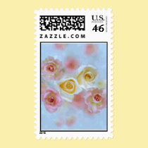 Blue and White Rose Wedding Stamp stamps
