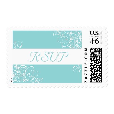 Blue and White RSVP Postage Stamps