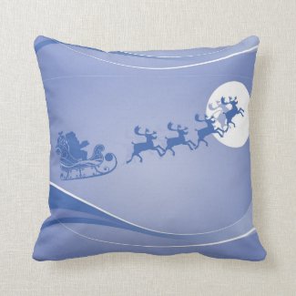Blue And White Santa And His Slate Christmas Theme Pillow