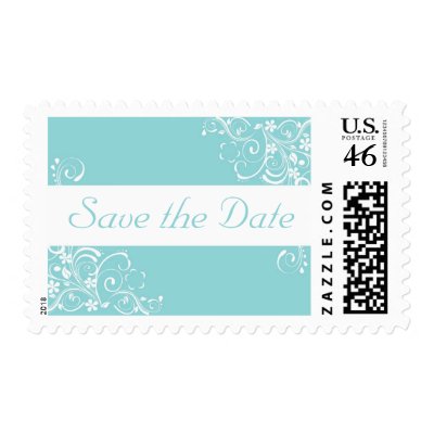 Blue and White Save the Date Stamps
