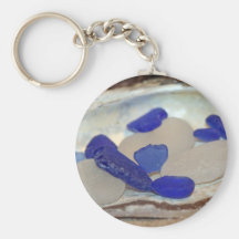Blue And White Seaglass Key Chain