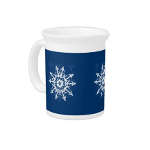 Blue and White Snowflake Container Pitcher