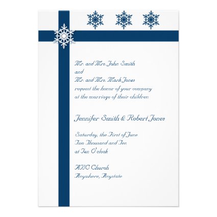 Blue and White Snowflake Custom Invitation