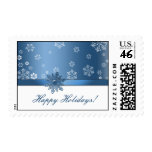 Blue and White Snowflake Happy Holidays Postage
