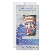Blue and White Snowflake "Love" Holiday Photo Card