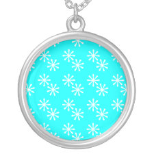 Blue and White Snowflake Necklace necklace