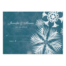 Blue and White Snowflake Vintage Seating Card Business Card