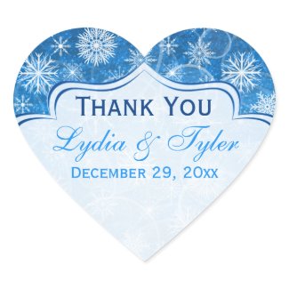 Blue and White Snowflake Wedding Favor Sticker
